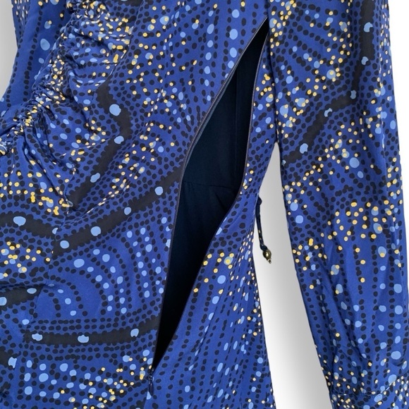 Altuzarra Mila Dress 36 Silk Asymmetric Ruched Long Sleeve Printed Midi Dress - Picture 13 of 16